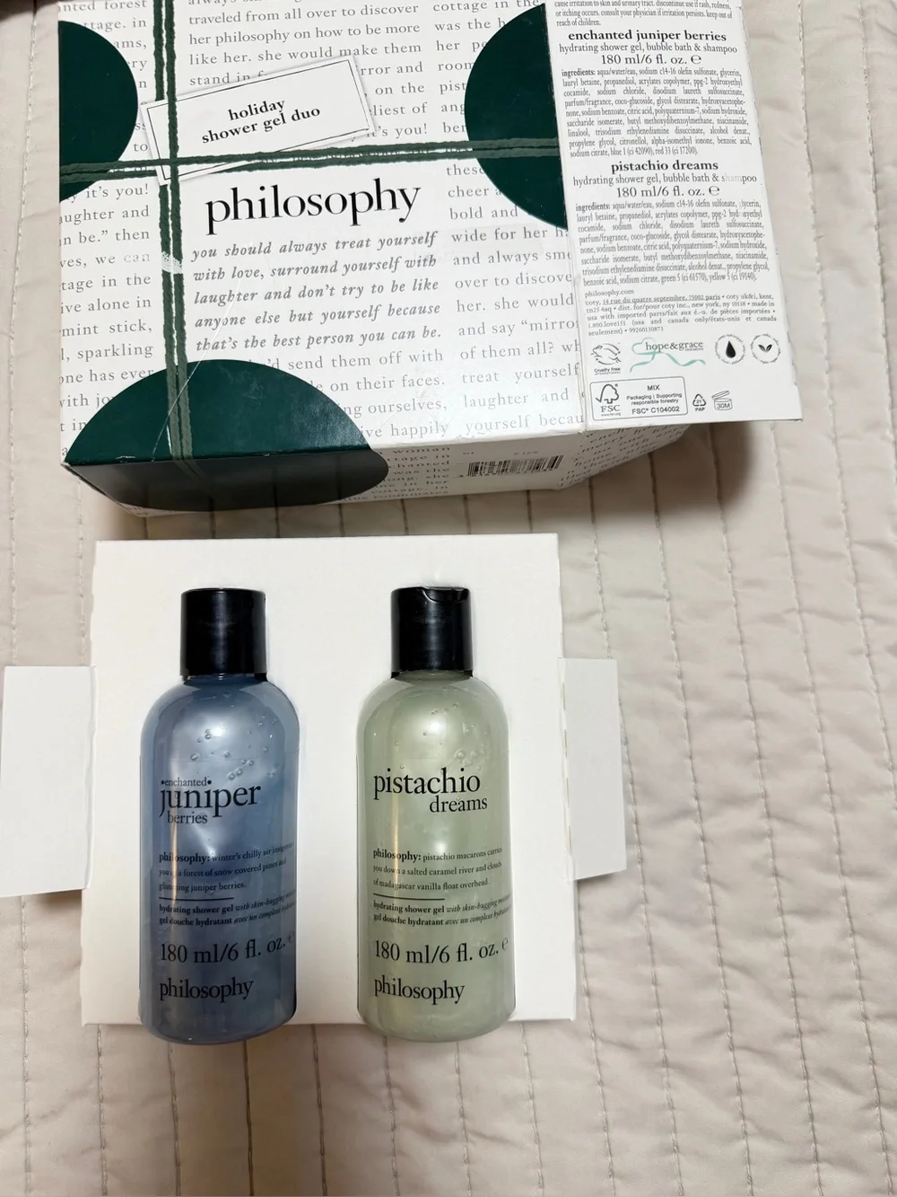 Philosophy Pistachio Dreams Enchanted Juniper Berries Shower Gel Holiday Set